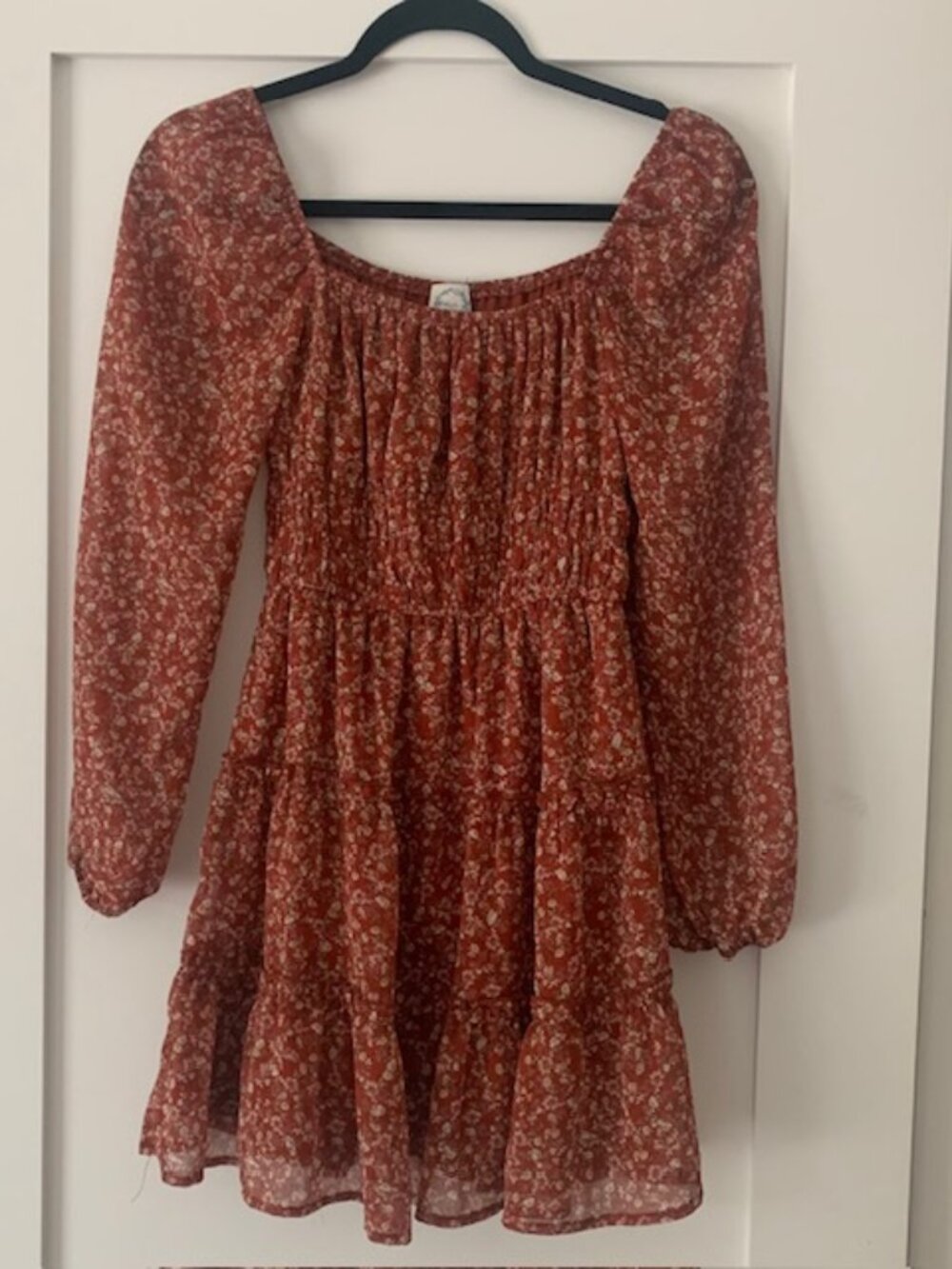 Boho Floral Smocked Mini Dress – Blue Rain – Size XS